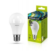 Лампа светодиодная LED-A60-10W-E27-3000K грушевидная ЛОН 172-265В Ergolux 12148