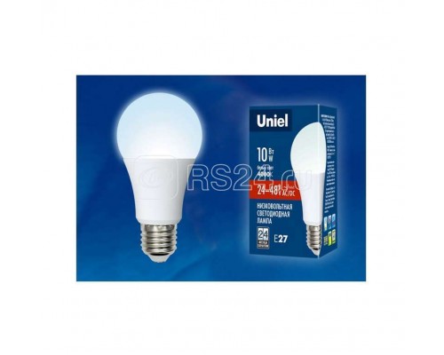 Лампа светодиодная LED-A60-10W/NW/E27/FR/24-48V грушевидная PLO55WH 24-48В форма A мат. бел. 4000К упак. картон Uniel UL-00002382