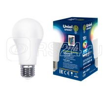 Лампа светодиодная LED-A60-10W/RGB/E27/REG PLS21WH с ИК сенсором RGB свет пульт ДУ (н/к) колба мат. картон Uniel UL-00006530
