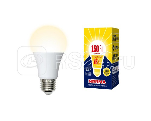Лампа светодиодная LED-A60-16W/WW/E27/FR/NR Norma мат. картон Volpe UL-00004027
