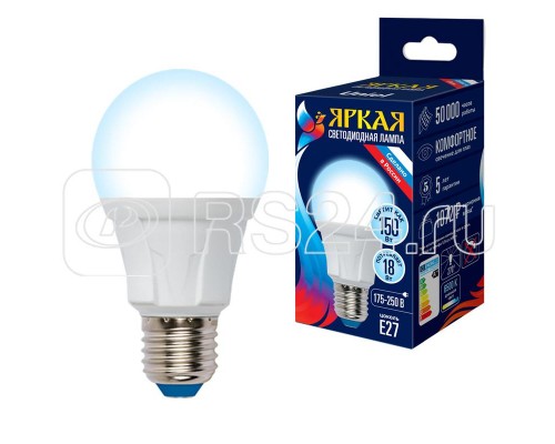 Лампа светодиодная LED-A60 18W/6500K/E27/FR PLP01WH Яркая мат. картон Uniel UL-00005038