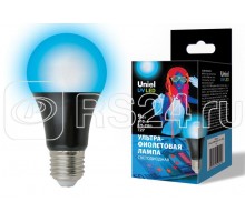 Лампа светодиодная LED-A60-9W/UVAD/E27/FR PLZ07BK ультрафиолетовая для дискотек спектр UVA 410нм картон Uniel UL-00005855