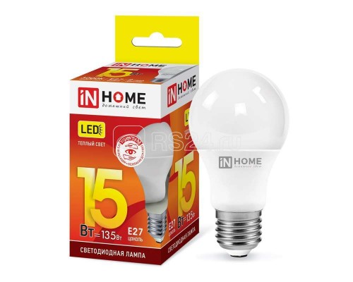 Лампа светодиодная LED-A60-VC 15Вт 230В E27 3000К 1350лм IN HOME 4690612020266