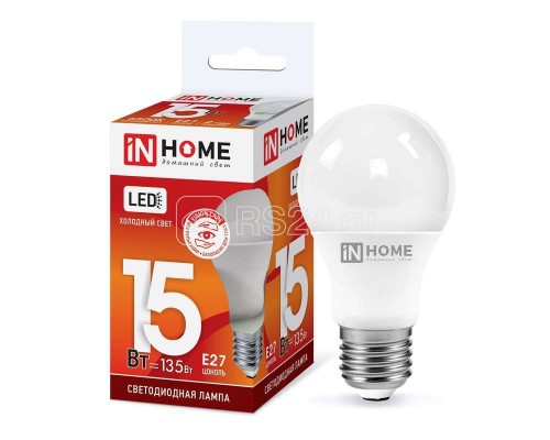 Лампа светодиодная LED-A60-VC 15Вт 230В E27 6500К 1350лм IN HOME 4690612020280
