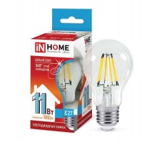 Лампа светодиодная LED-A60-deco 11Вт 230В Е27 4000К 990лм прозр. IN HOME 4690612026145
