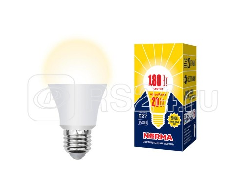 Лампа светодиодная LED-A65-20W/WW/E27/FR/NR Norma мат. картон Volpe UL-00004030