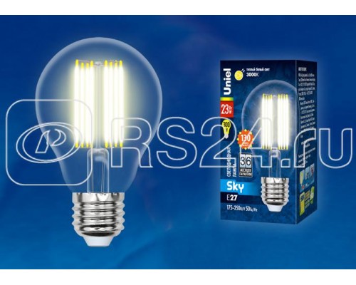 Лампа светодиодная LED-A70-23W/3000K/E27/CL PLS02WH Sky прозр. картон Uniel UL-00005897
