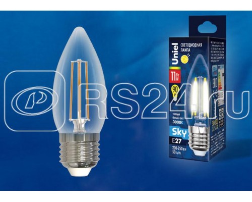 Лампа светодиодная LED-C35-11W/3000K/E27/CL PLS02WH Sky прозр. картон Uniel UL-00005166