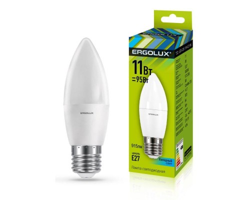 Лампа светодиодная LED-C35-11W-E27-4K Свеча 11Вт E27 4500К 172-265В Ergolux 13622