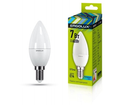 Лампа светодиодная LED-C35-7W-E14-6500K 