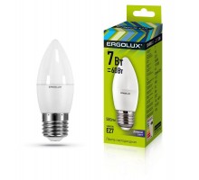 Лампа светодиодная LED-C35-7W-E27-6K Свеча 7Вт E27 6500К 172-265В Ergolux 13299