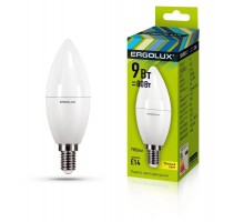 Лампа светодиодная LED-C35-9W-E14-3К Свеча 9Вт E14 3000К 172-265В Ergolux 13167