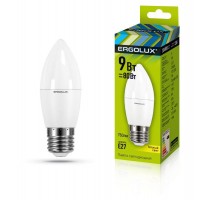 Лампа светодиодная LED-C35-9W-E27-3К Свеча 9Вт E27 3000К 172-265В Ergolux 13170