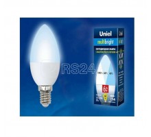 Лампа светодиодная LED-C37-6W/NW/E14/FR/MB PLM11WH форма свеча мат. Multibright бел. 4000К 100-50-10 упак. картон Uniel UL-00002374