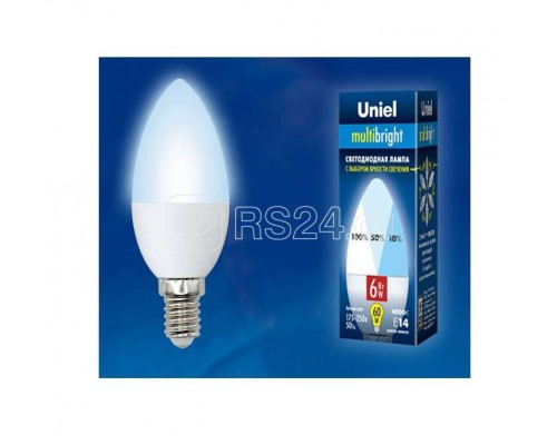 Лампа светодиодная LED-C37-6W/NW/E14/FR/MB PLM11WH форма свеча мат. Multibright бел. 4000К 100-50-10 упак. картон Uniel UL-00002374