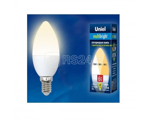 Лампа светодиодная LED-C37-6W/WW/E14/FR/MB PLM11WH форма свеча мат. Multibright свет теплый бел. 3000К 100-50-10 упак. картон Uniel UL-00002373