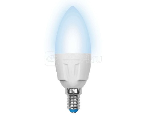 Лампа светодиодная LED-C37-7W/NW/E14/FR PLP01WH форма свеча мат. Palazzo бел. упак. картон Uniel UL-00000767
