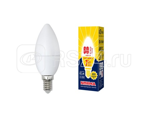 Лампа светодиодная LED-C37-7W/WW/E14/FR/NR Norma мат. картон Volpe UL-00003796