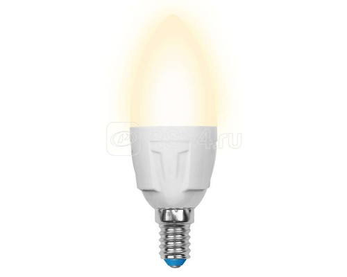Лампа светодиодная LED-C37-7W/WW/E14/FR PLP01WH форма свеча мат. Palazzo свет теплый бел. упак. картон Uniel UL-00000768