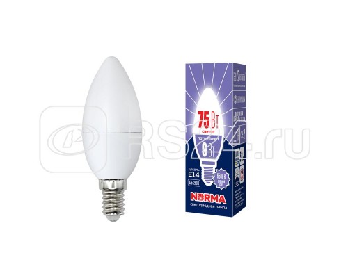 Лампа светодиодная LED-C37-9W/DW/E14/FR/NR Norma мат. картон Volpe UL-00003802