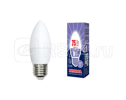 Лампа светодиодная LED-C37-9W/DW/E27/FR/NR Norma мат. картон Volpe UL-00003805