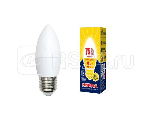Лампа светодиодная LED-C37-9W/WW/E27/FR/NR Norma мат. картон Volpe UL-00003807