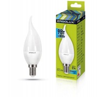 Лампа светодиодная LED-CA35-9W-E14-6K Свеча на ветру 9Вт E14 6500К 180-240В Ergolux 14233