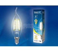 Лампа светодиодная LED-CW35-6Вт/WW/E14/CL GLA01TR прозр. Uniel UL-00002199