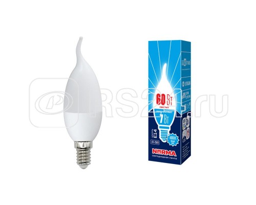 Лампа светодиодная LED-CW37-7W/WW/E14/FR/NR Norma мат. картон Volpe UL-00003801