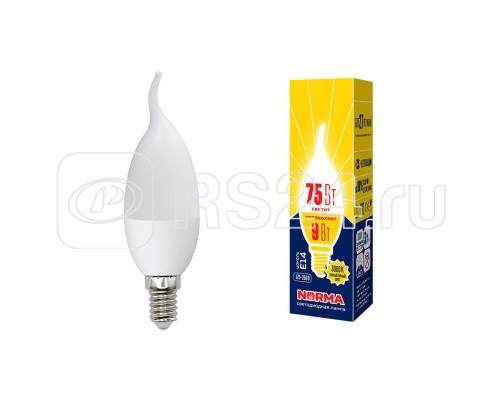 Лампа светодиодная LED-CW37-9W/WW/E14/FR/NR Norma мат. картон Volpe UL-00003809