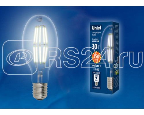 Лампа светодиодная LED-ED90-30W/DW/E40/CL GLP05TR колба прозр. свет дневной бел. 6500К упак. картон Uniel UL-00003761