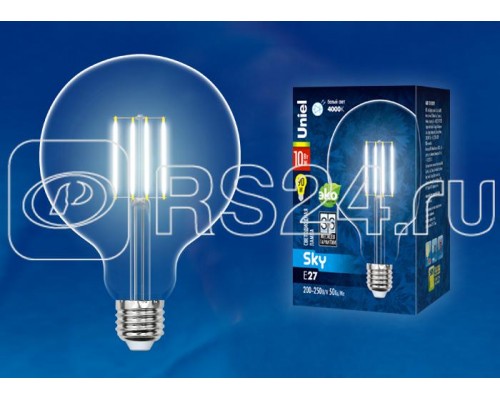 Лампа светодиодная LED-G125-10W/NW/E27/CL PLS02WH Sky прозр. картон Uniel UL-00004859