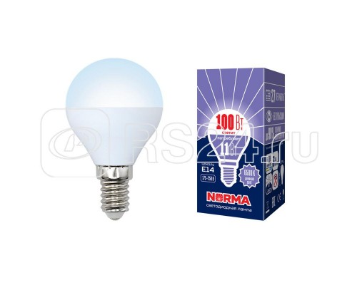 Лампа светодиодная LED-G45-11W/DW/E14/FR/NR Norma мат. картон Volpe UL-00003830