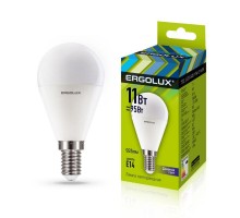 Лампа светодиодная LED-G45-11W-E14-6K Шар 11Вт E14 6500К 172-265В Ergolux 13629