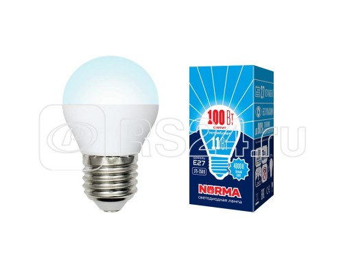 Лампа светодиодная LED-G45-11W/NW/E27/FR/NR Norma мат. картон Volpe UL-00003834