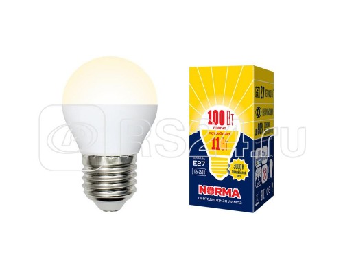 Лампа светодиодная LED-G45-11W/WW/E27/FR/NR Norma мат. картон Volpe UL-00003835