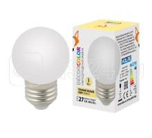 Лампа светодиодная LED-G45-1W/3000К/E27/FR/С декоративная форма Шар мат. картон Volpe UL-00006560