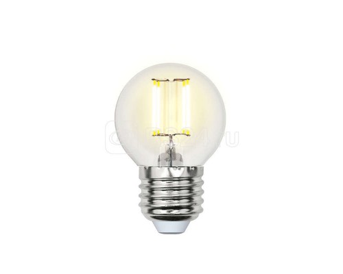 Лампа светодиодная LED-G45-5W/NW/E27/CL/DIM GLA01TR форма шар прозр. Air бел. 4000К диммир. упак. картон Uniel UL-00002871