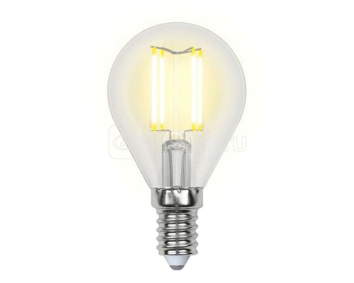 Лампа светодиодная LED-G45-5W/WW/E14/CL/DIM GLA01TR форма шар прозр. Air свет теплый бел. 3000К диммир. упак. картон Uniel UL-00002866
