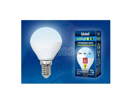 Лампа светодиодная LED-G45-6W/NW/E14/FR/MB PLM11WH форма шар мат. Multibright бел. 4000К 100-50-10 упак. картон Uniel UL-00002376