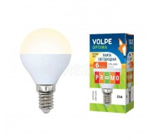 Лампа светодиодная LED-G45-6W/WW 6Вт шар 3000К тепл. бел. E14 450лм 175-250В Volpe 10217