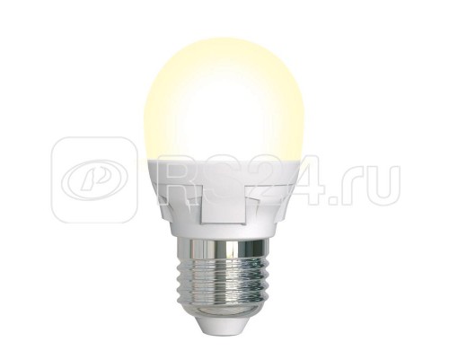 Лампа светодиодная LED-G45 7W/3000K/E27/FR/DIM PLP01WH Яркая диммир. мат. картон Uniel UL-00004303