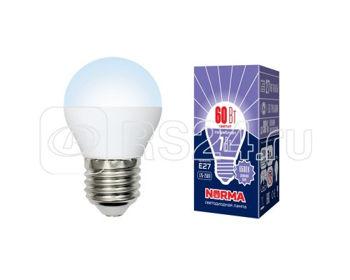 Лампа светодиодная LED-G45-7W/DW/E27/FR/NR Norma мат. картон Volpe UL-00003821