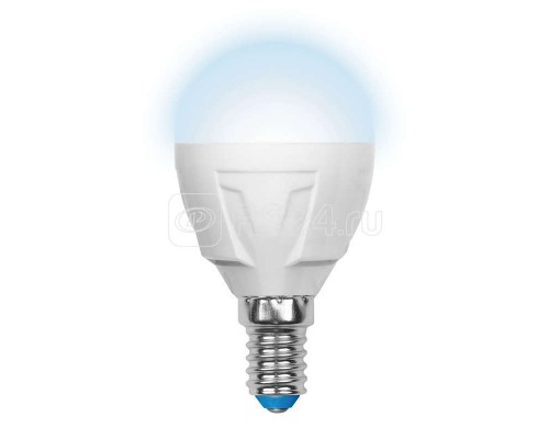 Лампа светодиодная LED-G45-7W/NW/E14/FR PLP01WH форма шар мат. Palazzo бел. упак. картон Uniel UL-00000771