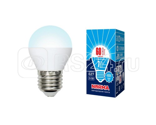 Лампа светодиодная LED-G45-7W/NW/E27/FR/NR Norma мат. картон Volpe UL-00003822