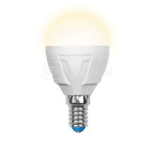 Лампа светодиодная LED-G45-7W/WW/E14/FR PLP01WH форма шар мат. Palazzo свет теплый бел. упак. картон Uniel UL-00000773