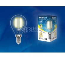 Лампа светодиодная LED-G45-7.5Вт/WW/E14/CL GLA01TR прозр. Uniel UL-00003250
