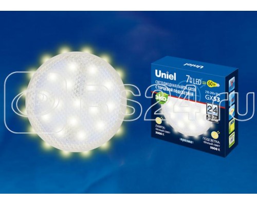 Лампа светодиодная LED-GX53-7W/3000K+3000K/GX53/PR PLB02WH 3000К призма торц. подсветка тепл. бел. свет картон Uniel UL-00006500