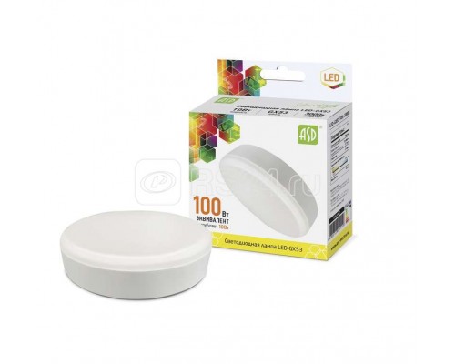 Лампа светодиодная LED-GX53-standard 10Вт таблетка 3000К тепл. бел. GX53 900лм 160-260В ASD 4690612005119