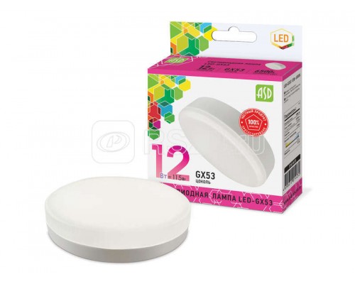 Лампа светодиодная LED-GX53-standard 12Вт 230В 6500К 1080лм ASD 4690612014432